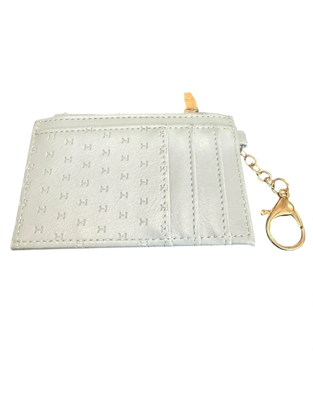 Halston Heritage White Leather Card Holder with Gold Clasp
